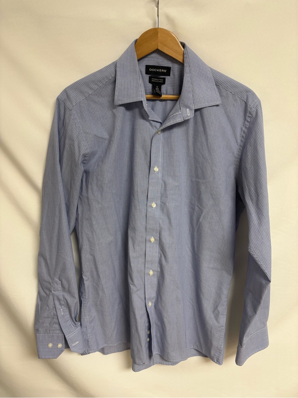 Dockers Men's Blue Micro-Check Dress Shirt